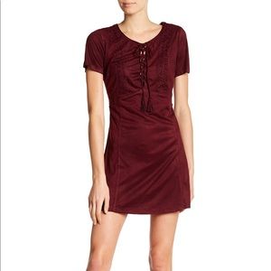 Wish You Well Lattice Faux Suede Dress